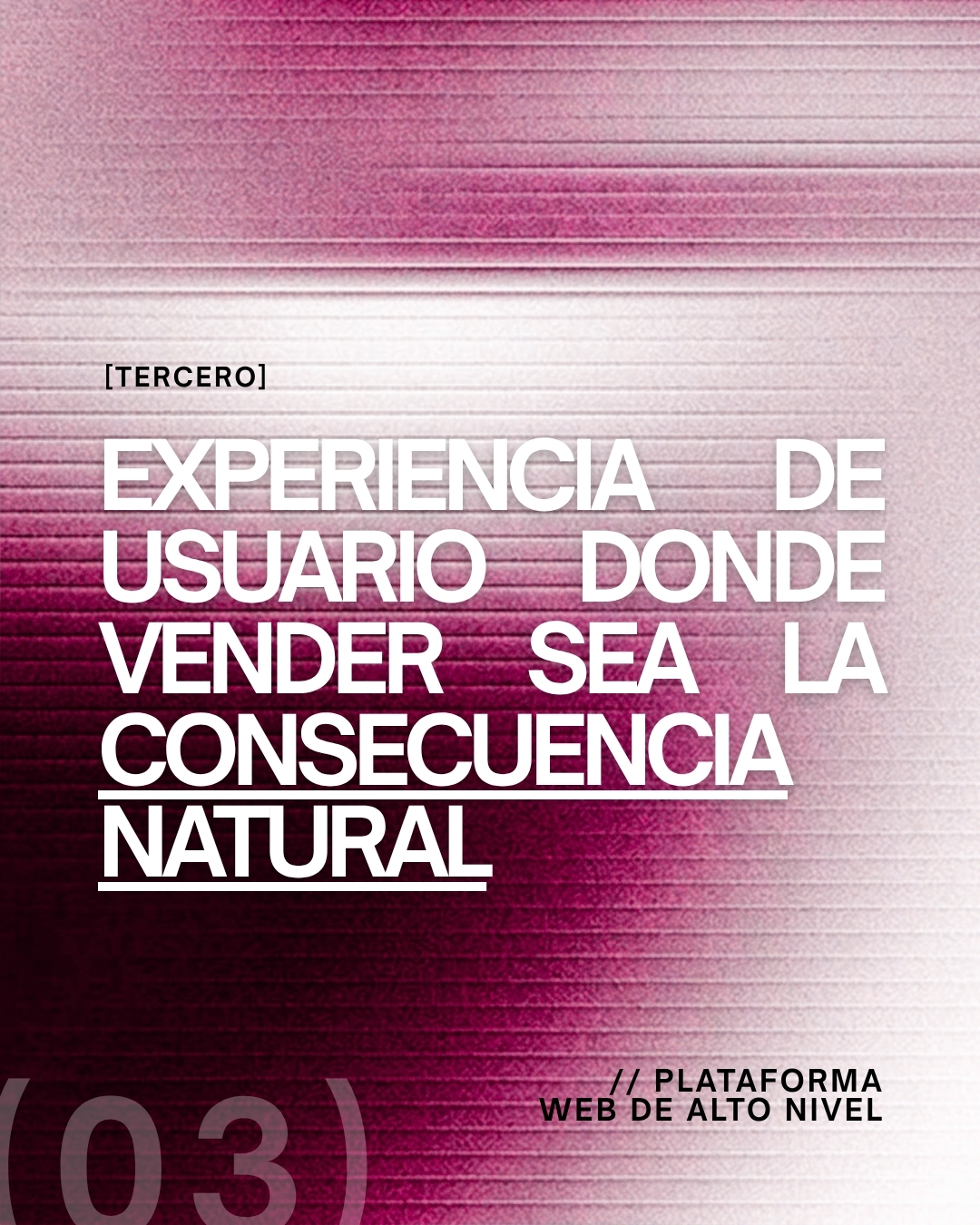 Pieza de experiencia: una composición tipográfica sobre un degradado magenta.